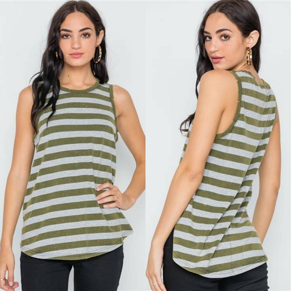 Nirvana Distressed Stripe Tank